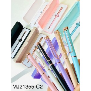 REF: MJ 21355-C2 CANETA ESFEROGRAFICA, RETRATIL, DE CORPO METALICO.MUL C/25 CADA COR