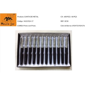 MJ21924-17 CANETA ESFEROGRAFICA RETRATIL CORPO METAL--------CX:600PÇS/MIN:60PÇS-BOX:12PÇS