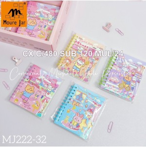 CADERNO. REF:MJ222-32 CADERNO CX: 480PÇS  MINIMO: 120PÇS/ MUL/24PÇS