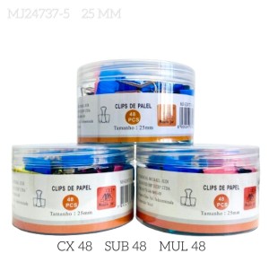 MJ-G24737-5 CLIPS PARA PAPEL 25MM CX 48 PÇS SUB 24 PÇS MUL/12