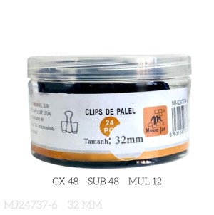 MJ-G24737-6 CLIPS PARA PAPEL 32MM CX 48 PÇS SUB 24PÇS MUL/12
