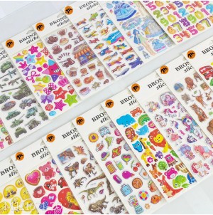 REF:XW-MJ21671-20 CARTELA ADESIVA DE PAPEL, COM DESENHOS. CX1500PÇS SUB 120PÇS MUL/20