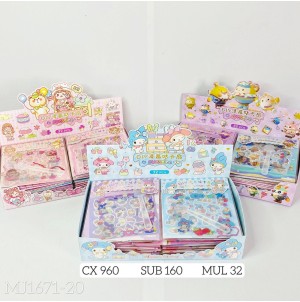 REF:SZ MJ-1671-20 CARTELA ADESIVA DE PAPEL, COM DESENHOS. CX 960 PÇS SUB 160 PÇS MUL/32