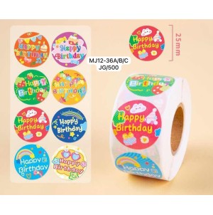 REF: MJ12-36A/B/C ETIQUETA ADESIVA, DE PAPEL ------------ CX:400PÇS/SUB:100PÇS-MUL:50PÇS