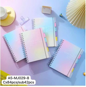 CADERNO. REF: A5-MJ029-8-----CX:84 PÇS /MIN:42PÇS -MUL:21PÇS