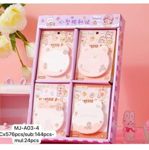 REF: MJ-A03-4 BX C/24 LEMBRETE DE PAPEL, AUTO-ADESIVO---------CX:576PÇS/MIN:144PÇS-BOX:24PÇS