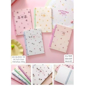 CADERNO REF: A5-MJ-042-18 ---------- CX:168PÇS/MIN:84PÇS/MUL/42