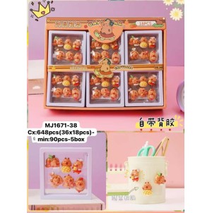 REF:MJ-1671-38A/B   BX C/18 CARTELA ADESIVA DE PAPEL 3D CAPIVARA A/ FRUTINHAS B --------------- CX:648PÇS/MIN:90PÇS-MUL:18PÇS   