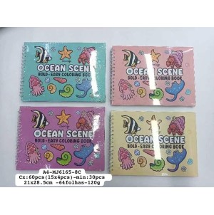 REF:A4-MJ-6165-8C CADERNO PARA PINTAR ESTILO BOBIIE GOODS  ----------------- CX:60PÇS/MIN:30PÇS-MUL:30PÇS 