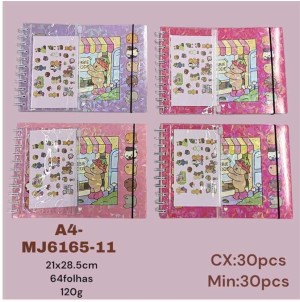 REF:A4-MJ-6165-11 CADERNO PARA PINTAR ESTILO BOBIE GODS COM ADESIVOS  ------------- CX:30PÇS /MIN:30PÇS    
