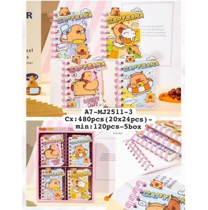CADERNO. REF: A7-MJ-2511-3 CAPIVARA --------- CX:480PÇS/MIN:120PÇS- MUL:24PÇS 