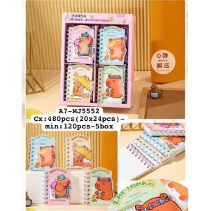 CADERNO. REF:A7-MJ-5552 CAPIVARA --------------- CX:480PÇS/MIN:120PÇS- MUL:24PÇS   