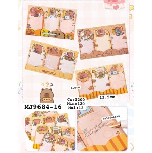 REF:MJ-9684-16A/B  LEMBRETE DE PAPEL, AUTO-ADESIVO CAPIVARA/ GATO ------------ CX:1200PÇS/MIN:120PÇS -MUL:12PÇS