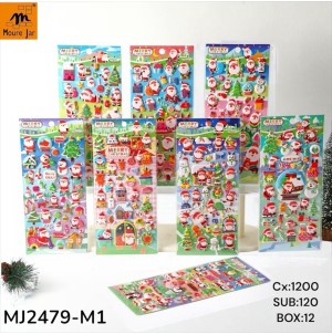 REF: MJ2479-M1 CARTELA ADESIVA DE PAPEL, COM DESENHOS NATALINOS ---------------- CX:1200PÇS/SUB:120PÇS-BOX:12PÇS  