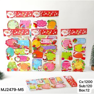REF: MJ2479-M5 CARTELA ADESIVA DE PAPEL, COM DESENHOS NATALINOS ----------- CX:1200PÇS/SUB:120PÇS-BOX:12PÇS 