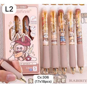 REF: MJ-L2-5182  CANETA ESFEROGRAFICA COM DUPLA FUNCAO, COM CORPO EMBORRACHADO LABUBU -------------- CX:306PÇS/90PÇS-MUL:18PÇS   